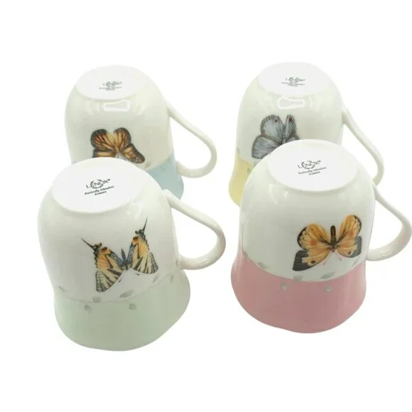 Set Of 4 Butterfly Meadow China Mugs By Lenox - Picture 2 of 8